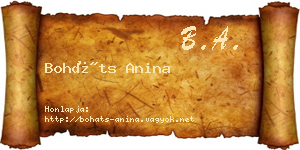 Boháts Anina névjegykártya